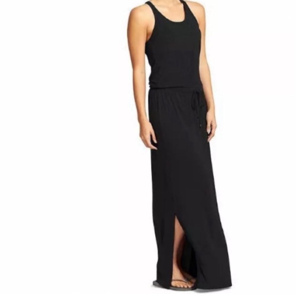 Athleta Cressida Black Leg Slit Maxi Dress